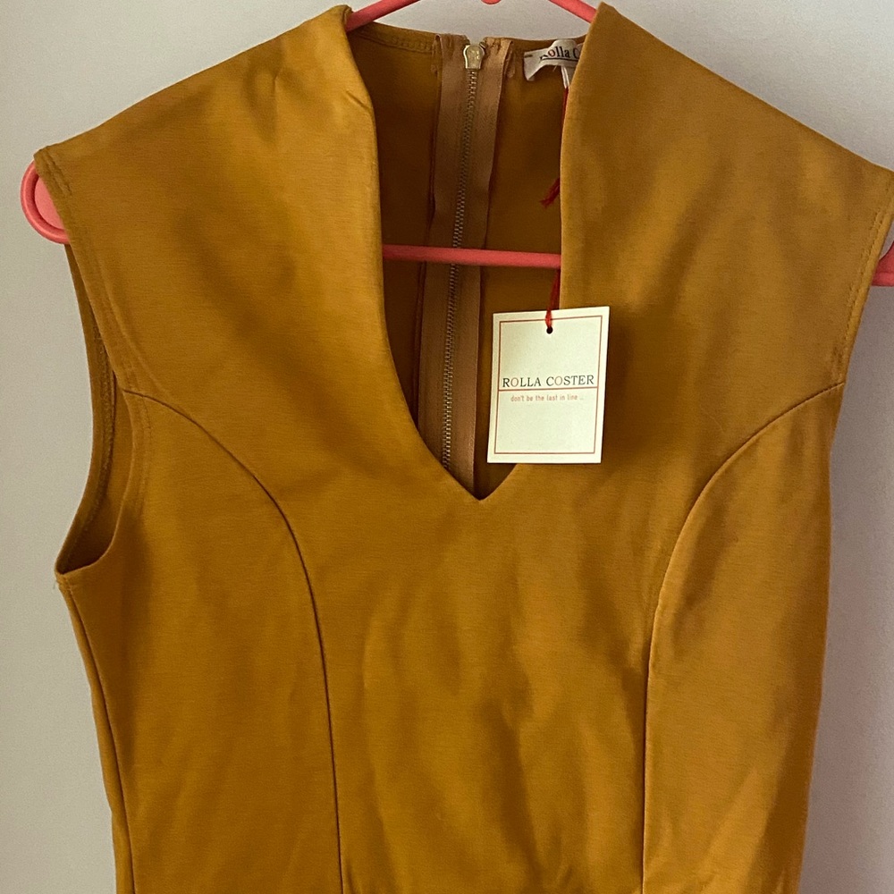 Rolla Coster Sleeveless V-Neck Midi Dress in Mustard